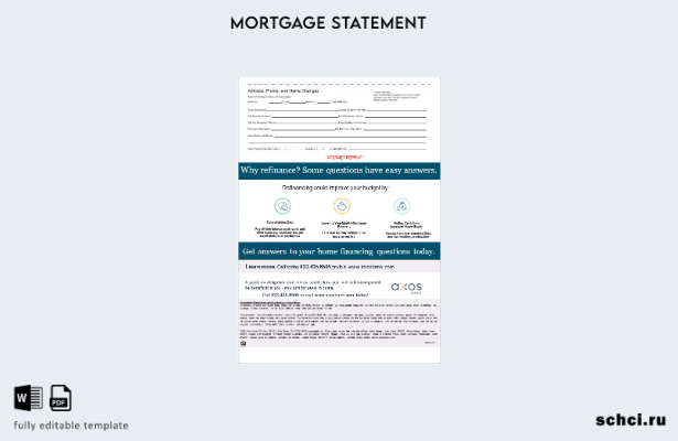 цифровая загрузка выписки по ипотеке USA Axos Bank в форматах Word и PDF, шабл 1